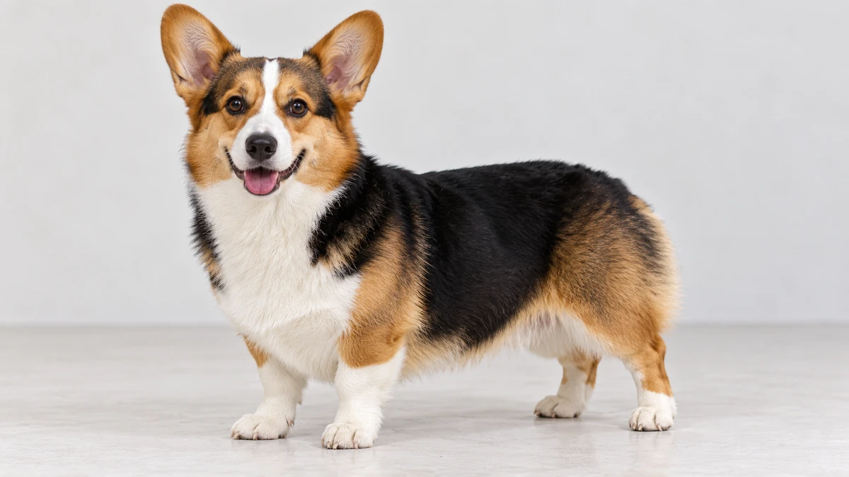 Corgi köpek — tricolor (siyah-tan-beyaz) renk