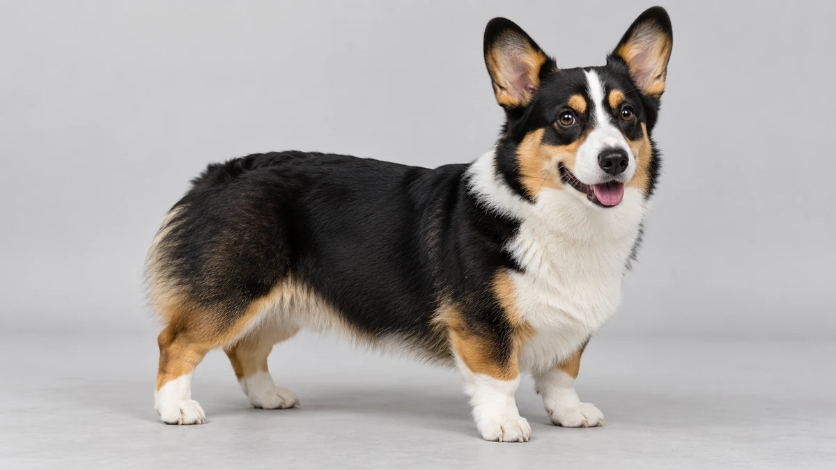 Corgi köpek — siyah başlı tricolor renk