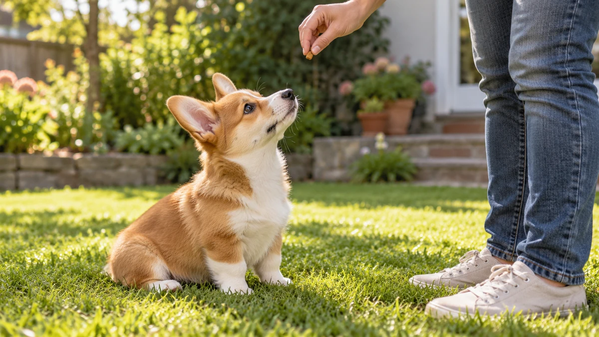 Corgi yavru köpek — komut ve eğitim