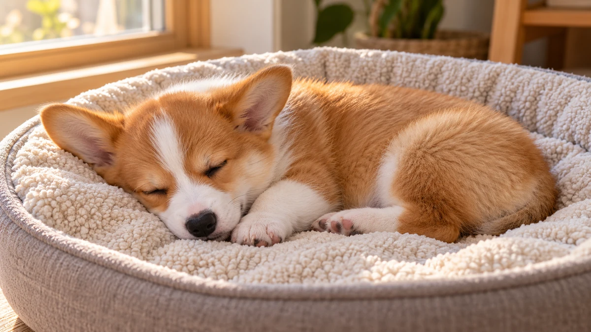 Corgi ilan — uyuyan Corgi yavru ilan fotoğrafı